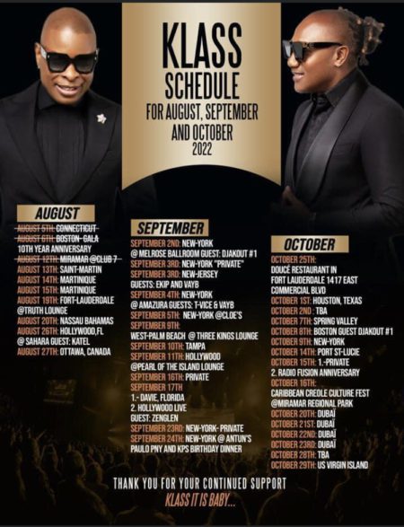 KLASS Haitian Band Schedule 2022