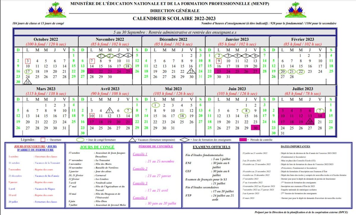 Calendrier Scolaire 20232024 Haiti PDF